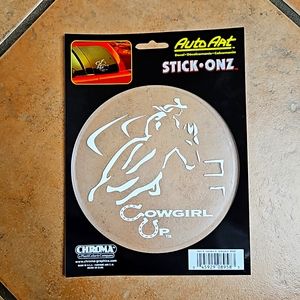 Cowgirl Up Barrel Racer Window Sticker